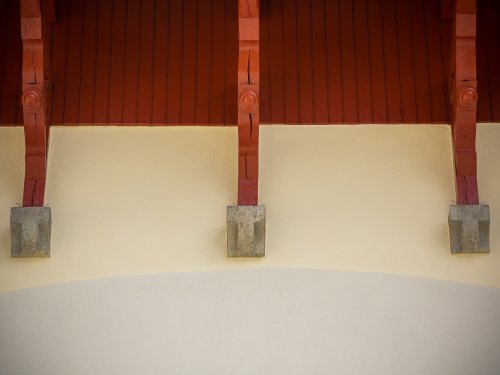 Kirche Steg - Dachuntersicht in Oelfarbe